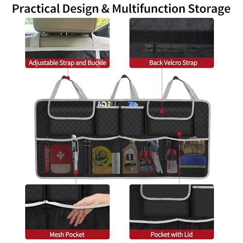Image of Car Trunk Organizer and Storage, Large Capacity Backseat Hanging Storage Accessories, Backseat Car Organizer for SUV /MPV /Truck (Gray)