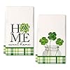 ARKENY St Patricks Day Green Polka dot Shamrock Kitchen Towels Dish Towels St Patricks Day Decorations for Home Decor Drying Cloth 18×26 Inch Hand Towel for Cooking Set of 2