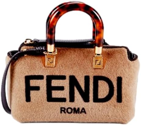 FENDI Roma By The Way Lamb Fur Mini Tote Bag, Beige Handbag For W...