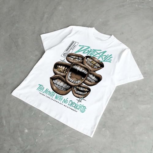 Image of DopeSkill Graphic Tee Streetwear Hip Hop Hypebeast Unisex T-Shirt Sneaker Colour Matching Shirts Rapper Mouth