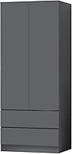 FWStyle Matt Dark Grey 2 Door 2 Drawer Combination Wardrobe