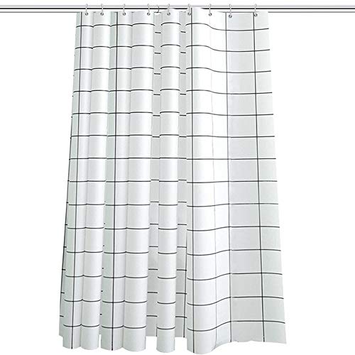 Rideau de douche imperméable en PEVA blanc avec crochets inclus pour salle de bain