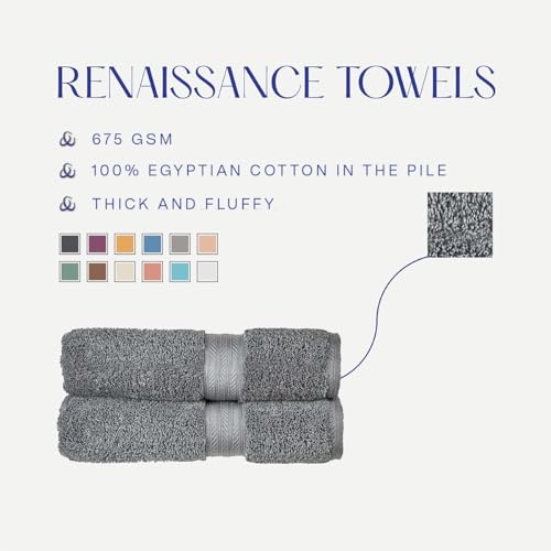 Christy Renaissance 6 Piece Towel Set | Ash Grey | 100% Egyptian Cotton Pile | Luxuriously Soft and Super Absorbent | 675 GSM | 2 Bath Towels 2 Hand Towels 2 Face Cloths