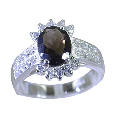 Bague quartz fumé ovale en argent massif faite main du H au Z