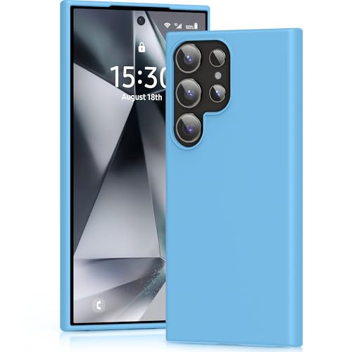 Coque silicone Samsung S24 Ultra YATWIN finition premium bleu ciel