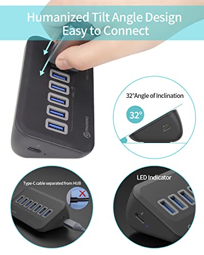 PHIXERO-7-Ports-USB-30-Hub-5Gbps-USB-Port-Hub-with-a-2-in-1-USB-C-to-USB-AC-Cable-10Gbps-Portable-USB-Splitter-USB-Hub-for-Laptop-PC-iMac-MacBook-Playstation-Xbox