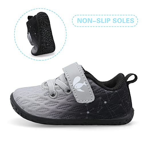 Feetcity Baby Sneakers Boys Girls Infant First Walking Shoes Anti-Slip Sneaker Crib Shoes 12-18 Months Infant Black/White #TOP4