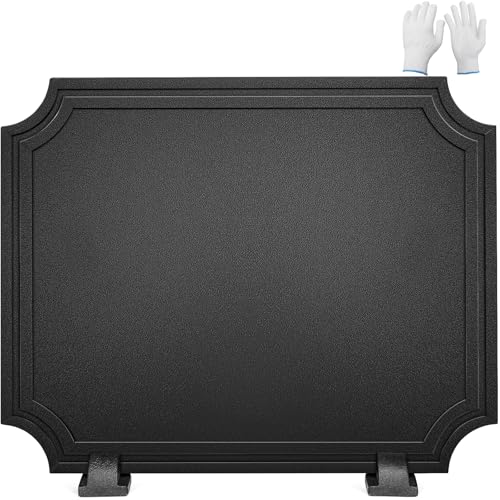 INNO STAGE 20 Inch Fireback for Fireplace- Iron Fireplace Back Plates with Feet, Fireplace Wall Protection, Fireplace Heat Reflect, Black