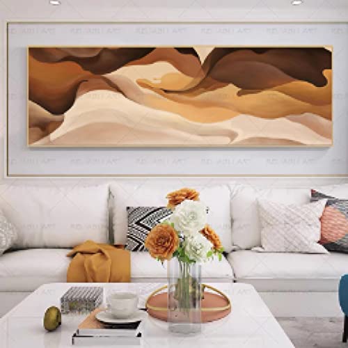 Peinture sur toile abstrait orange affiche couleur murale salon 30x90