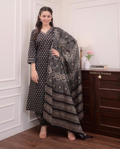 Image of FABNEX Kurta Set for Women | Women Kurta Pant Set |Cotton Blend Regular Women Kurti with Dupatta (Mix Kurta Set 2)