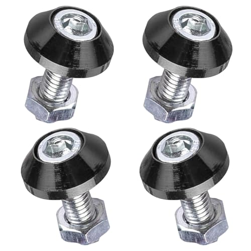 ZIMISI 4PCS License Plate Bolts Aluminum Alloy Motorcycle License Plate Frame Fastener Accessories Anti Theft M6 Screws Car Decorations for Most Motorcycles Cars Trucks (Black)