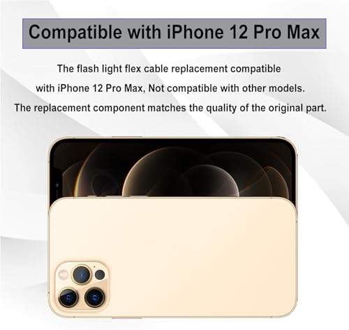 for iPhone 12 Pro Max Flash Light Replacement Connector OEM Flex Cable Flash Module Flashlight Assembly with Full Repair Tools Kit with Waterproof Sticker Magnetic Pad A2342 A2410 A2412 A2411