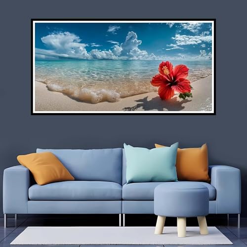 5D Diamond Painting Grande Formato Océano, Diamond Painting Kit Full Round Drill Flor Pintura de Diamante 80x160 cm, Punto de Cruz Diamond Painting Adultos, Diamond Art para Casa Decoración-YZ717