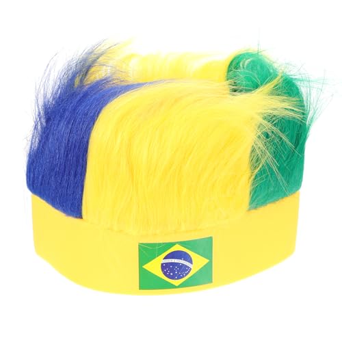 Abaodam Déguisement Brésil Unisexe Bandeau Cheveux: Accessoire Supporter Coupe du Monde, Perruque Brésilienne Alternative Casquette de Football Match