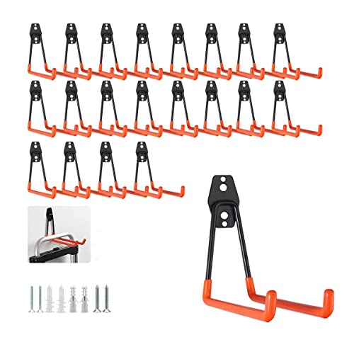 Myoyay 20Pcs Garage Hooks Heavy Duty Storage Hooks 5 * 5 * 2.4 Inch Wall Mount Utility Hooks And Hangers With Anti-Slip Coating For Garden Tools Organizer Ladders Bikes Bulky Items #TOP29