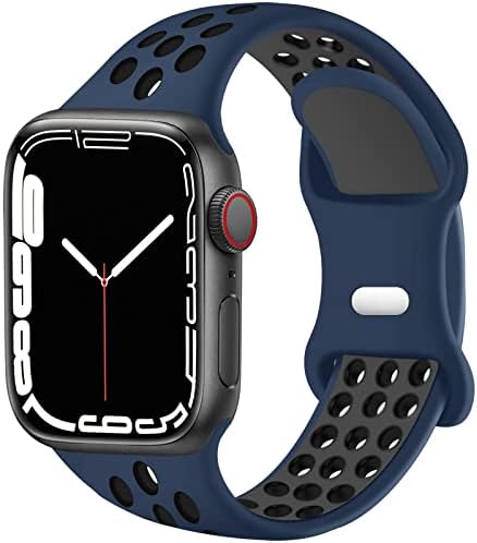 SVISVIPA Sport Bands Compatible for Apple Watch Bands 42mm 44mm 45mm 49mm,Breathable Soft Silicone Sport Women Men Replacement Strap Compatible with iWatch Ultra & SE & Series 8/7/6/5/4/3/2/1,Midnightblue Black
