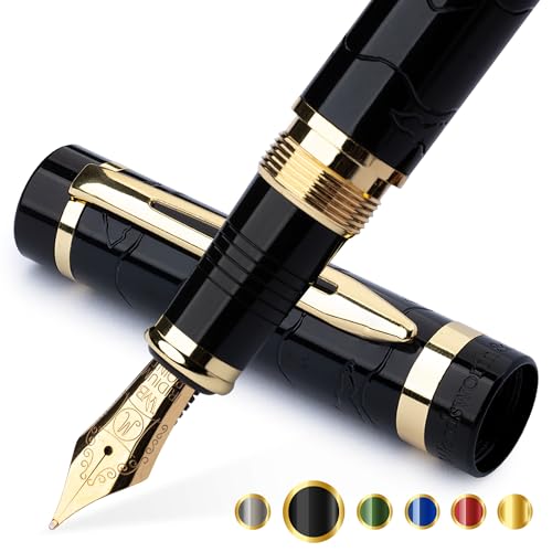 Wordsworth & Black Primori Fountain Pen Set, Medium Nib, Includes 6 Ink Cartridges, Ink Refill Converter, Gift Case, Journaling, Calligraphy; Smooth Writing [Black Gold], Perfect for Men and Women