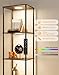 Display Shelf with RGBW Light, Color Changing Curio Cabinet Floor Lamp with Shelves Corner Standing Column Lamp Etagere Organizer Tower Nightstand Bookcase for Living Room Bedroom Office Décor Black