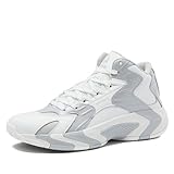 SHAQ Devastator 2.0 High Top Basketball Shoes for Men, Indoor or Outdoor Court Basketball Mens Sneakers - Black, White, Green or Blue Size 8 to 13 - White/Light Grey, 9 Medium