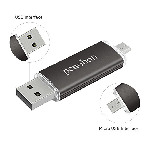 Penobon OTG USB Flash Drive 32GB Memory Stick for Android Phones Thumb Drive Pen Drive for Tablets Jump Drive for Desktop PC (32GB, Black)