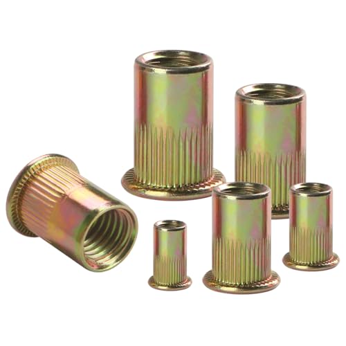 BOUMVID 30 Pièces M5 écrous à Sertir, Ronds Aveugles Insers Fileté Riveteuse, Écrou Insert Riveter Manchon en Acier Au Carbone Galvanisé, Écrous à Rivets Flat Head Threaded Rivet Nuts