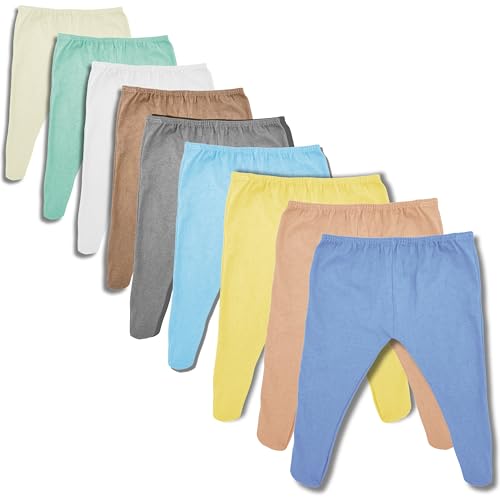 Kit 10 Calças Mijão Pézinho Fechado Bebê Algodão Cores Sortidas (BR, Alfa, Único, M (3 a 6 meses), M