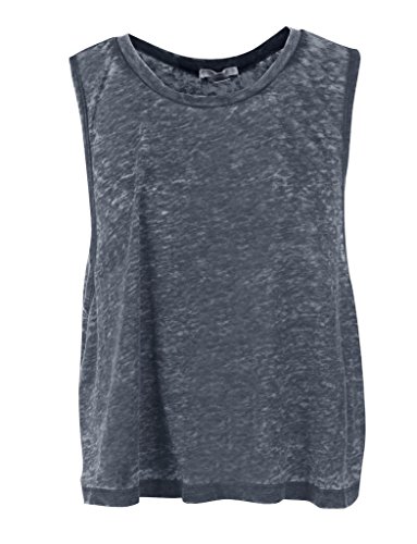 Ola Mari Burnout Melange Sleeveless Drop Arm Hole Muscle Tank Top