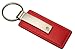 Nissan Genuine Red Leather Rectangular Silver Logo Key Chain Fob Ring