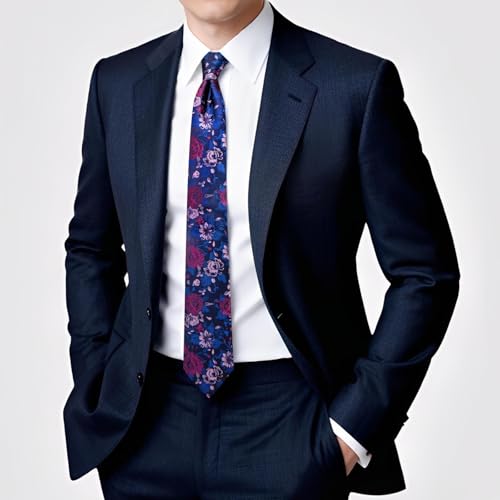 Image of Hi-Tie 70 inches Ties for Men Silk Extra Long Necktie and Pocket Square Cufflinks Set Men Big and Tall Tie Business
