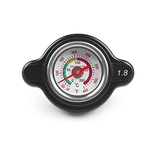 Tapón de radiador de alta presión con medidor de temperatura 1.8 Bar 25.6psi Tapón Depósito Agua Para Honda/Yamaha/Kawasaki/Suzuki/Polaris Ranger/Husqvarna Motocicleta Moto de cross ATV