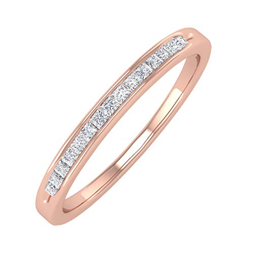 Channel Set Princess Cut Diamond Wedding Band in 10K Rose Gold