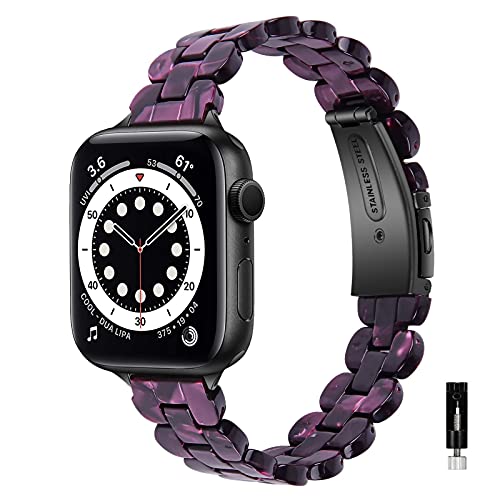 Wigerlon Compatible With Resin Apple Watch Ultra Band 49Mm 45Mm 44Mm 42Mm 41Mm 40Mm 38Mm Women, Slim Resin Bands For Iwatch Se Series 8/7/6/5/4/3/2/1 Color Purple. #TOP2