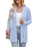 Zeagoo Light Blue Cardigan for Women Long Sleeve Shrugs Open Front Sweaters
