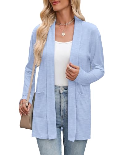 Zeagoo Summer Cardigan for Women Lightweight Open Front Cardigan Sweaters Casual Coat with Pockets