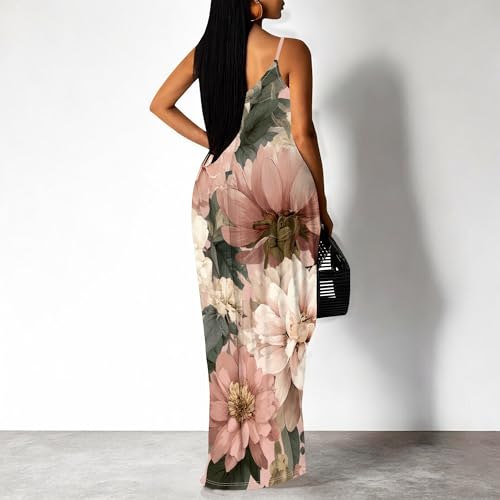 Image of SUZONANA Women Plus Size Summer Maxi Dress Spaghetti Strap Loose Sundress