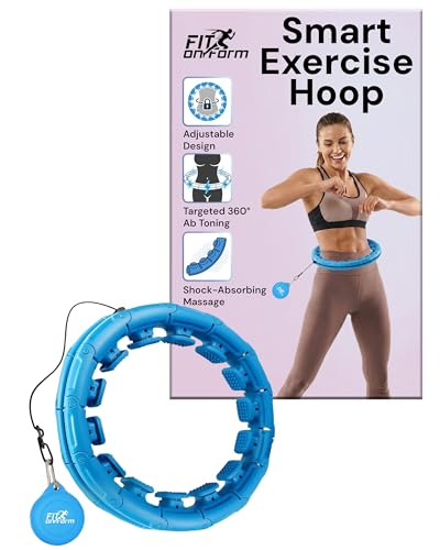 FIT ON FORM Infinity Weighted Hula Hoop for Adults Weight Loss - Smart Exercise Equipment for Home, Adjustable Pilates Circle with 28 Knots (55in) - Fitness Rings for Women, Waist Trainer, Abs Workout