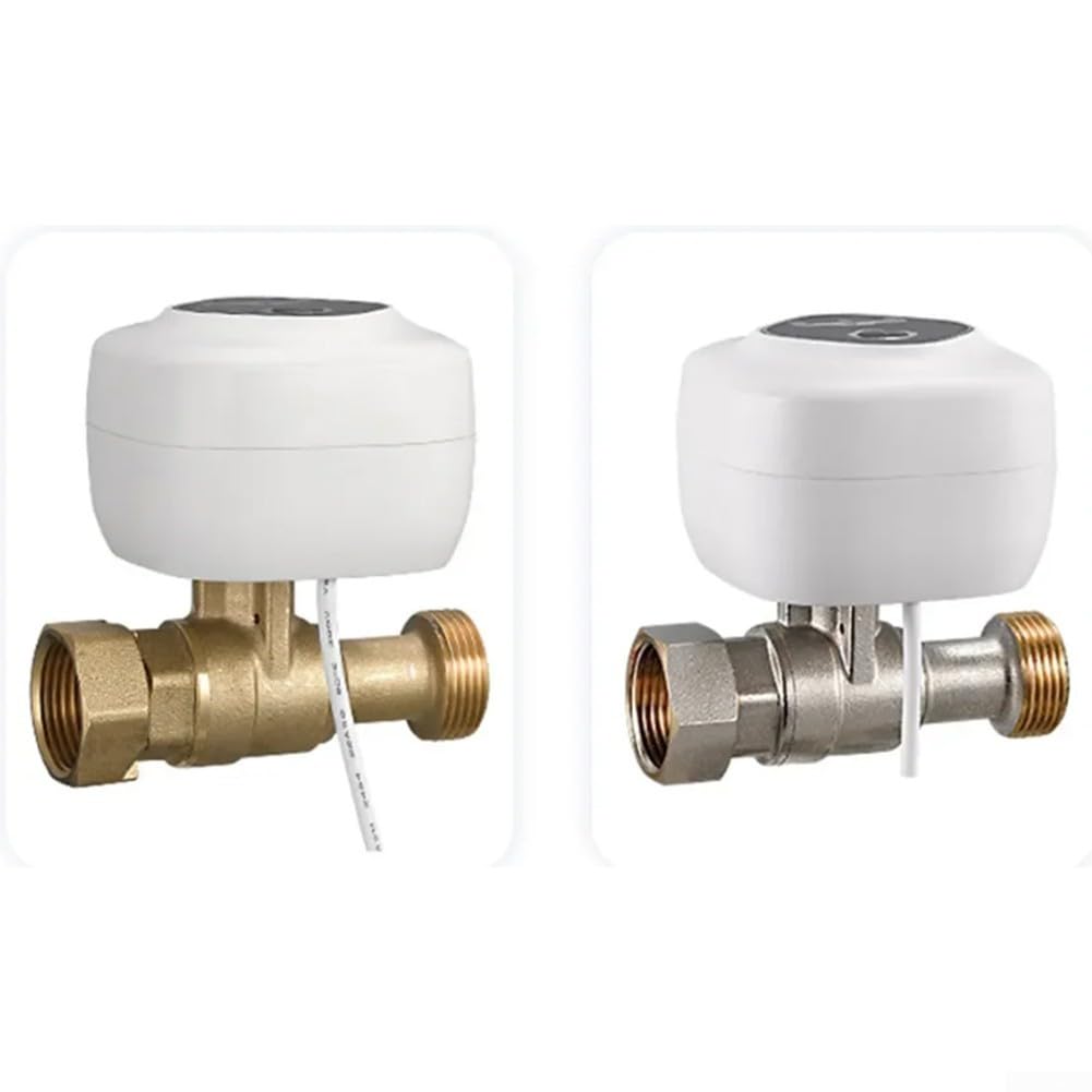 DAZZLEEX Válvula WiFi inteligente para apagado de agua y gas, temporizador y función de alarma, controles de aplicación, válvula de bola eléctrica inalámbrica (DN15)