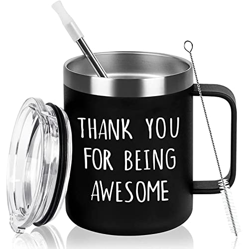 Gtmileo Thank You Gifts For Men, Thank You For Being Awesome Stainless Steel Insulated Coffee Mug, Appreciation Christmas Birthday Gifts For Coworkers Teacher Friends Employees Boss Him(12Oz, Black) #TOP19