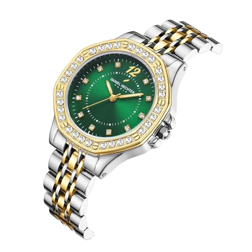 Image of Daniel Hechter Paris Vendome Collection Analog Watch for Women with Round Dial, Crystal Studded Bezel, Crystal Accents and Stainless Steel Strap - DHW2009