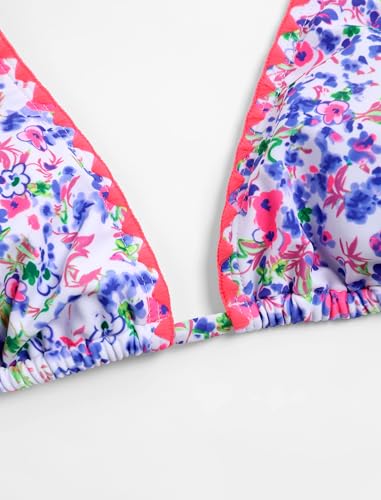 Image of ZAFUL Women Halter Dual Straps Whip Stitch Floral Triangle Bikini Swimsuits