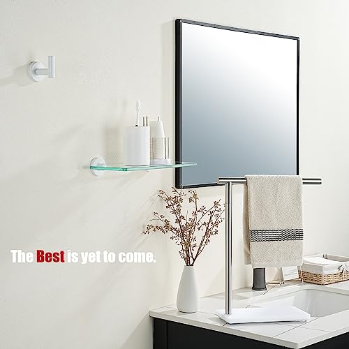 Jqk Bathroom Glass Shelf White, Tempered Glass Shower Storage 12 By 5 Inches, 304 Stainless Steel Matte White Wall Mount, Tgs101L12-Wh #TOP3