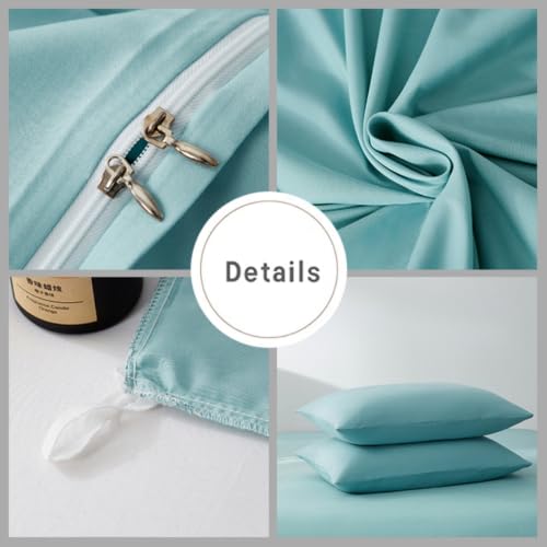 Freyamy Bettwäsche 135x200 Blau Unifarben Bettwäsche-Sets Uni Microfaser ÖKO-TEX Deckenbezug 1 Bettbezug mit Reißverschluss und 1… – Ansicht 6