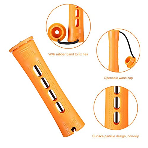 60Pcs Perm Rods Set For Natural Hair Plastic Cold Wave Rod Non-Slip Hair Rollers 0.87 Inch Orange Perm Rods For Long Short Hair Curling Rods Hair Perms For Women Hair Curlers Diy Hairdressing Tools #TOP1