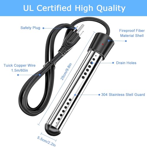 image for Aubric Immersion Water Heater, 2000W Portable Electric Instant Bucket 