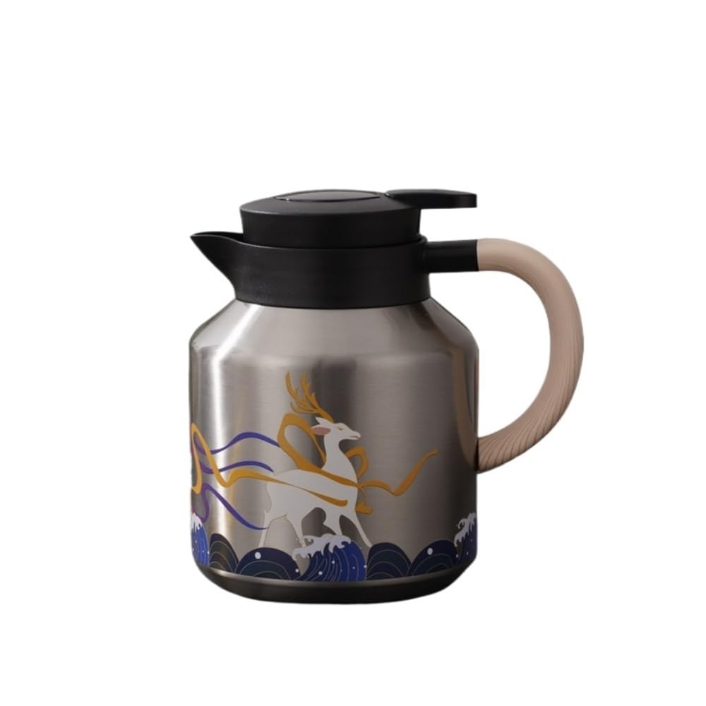 Dzbanek do herbaty, 316 Stainless Steel Stewed Tea Kettle with Temp Display & Tea Strainer Dzbanek do herbaty z zaparzaczem do herbaty sypanej(Silver)