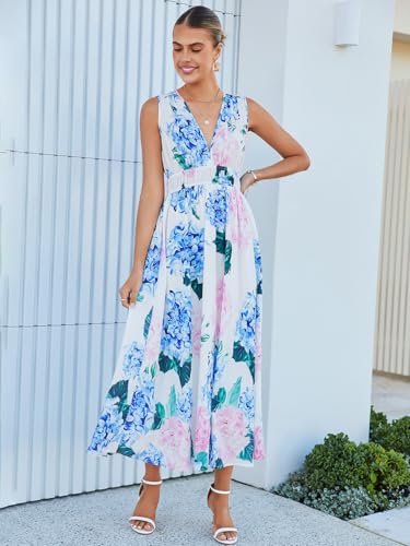 Image of Flessibili Women's Sleeveless Floral Maxi Dress 2026 Sundresses Spring Summer Wedding Guest