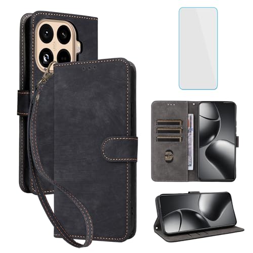 Étui Xiaomi 15T Pro 5G clapet cuir noir anti-rayure avec blocage RFID