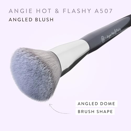 BK BEAUTY - ANGIE HOT & FLASHY A507 ANGLED BLUSH BRUSH – For Blush, Bronzer & Contour, Fluffy Angled Brush for Seamless, Streak-Free Finish 5-Piece