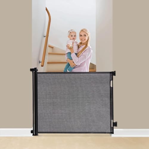Retractable Baby Gate Dog Gate Wiscky Extra Wide Safety