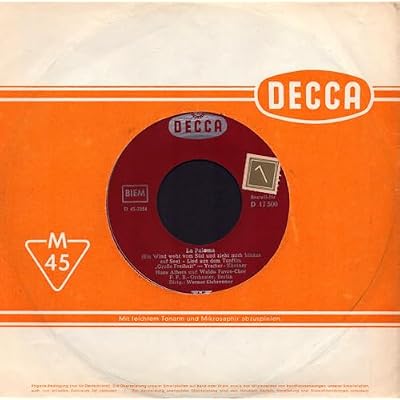 Hans Albers und Waldo Favre-Chor / F.F.B.-Orchester, Berlin / Dirigent: Werner Eisbrenner / Auf der Reeperbahn nachts um halb eins / La Paloma (Ein Wind weht vom S&uuml;d und zieht mich hinaus auf See) Lied aus dem Tonfilm "Gro&szlig;e Freiheit" / Firmen Loch-H&uuml;lle / DECCA # D 17500 / Deutsche Pressung / 7" Vinyl Single Schallplatte